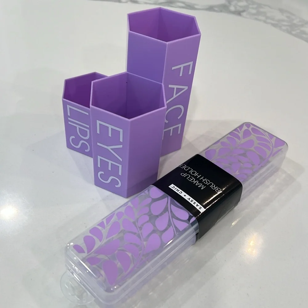 💜💄Purple Makeup Brush Holder Set